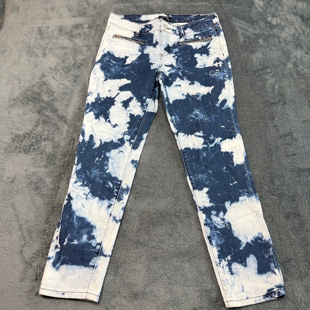 Allen B. Tie‎ Dye Jeans with Zipper Detail Pockets, Bleach Effect Denim